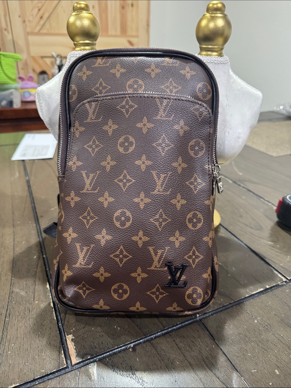 Unbrand Monogram Canvas Brown Belt/Sling Bag